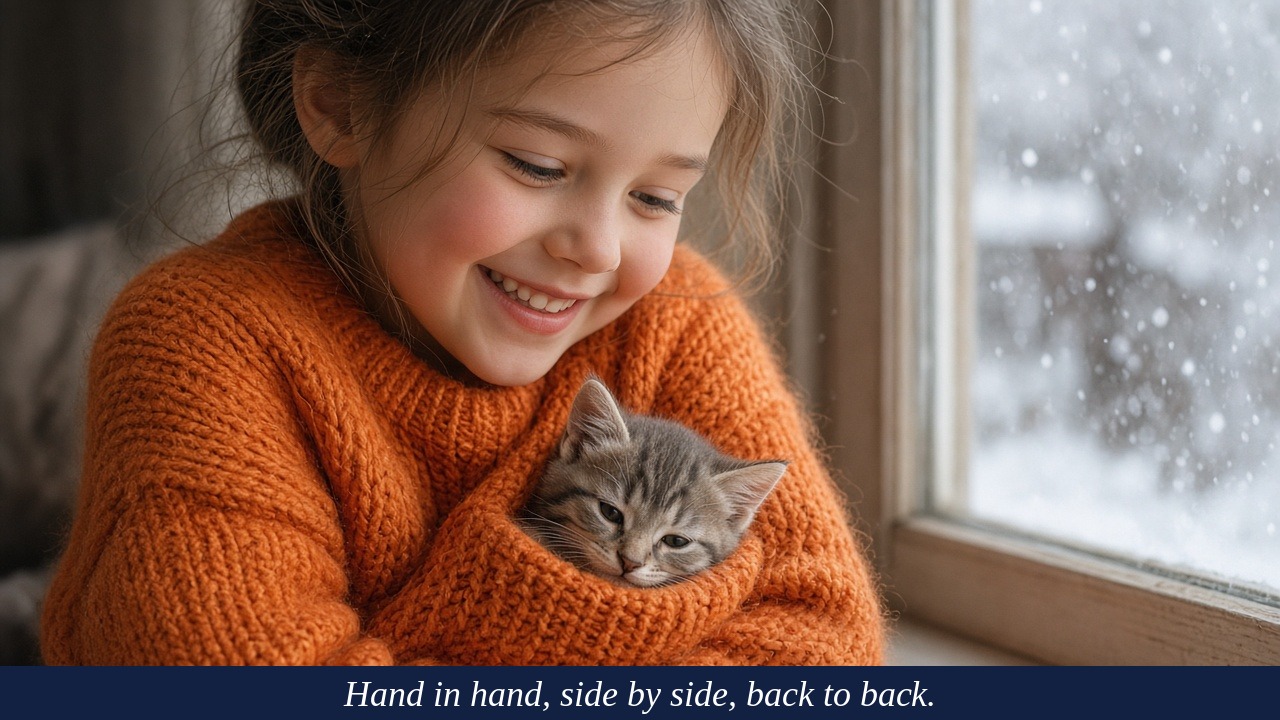 Girl and Her Kitten