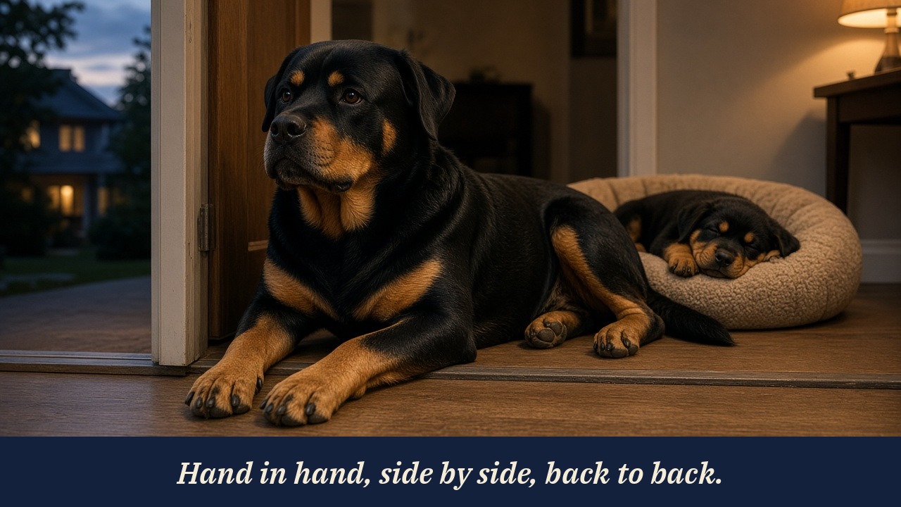Rottweiler and the Pup